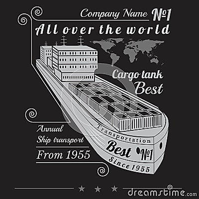 Cargo container ship sailing with lettering Vector Illustration