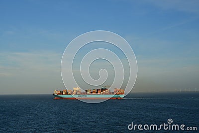 cargo container ship at sea export freight vessel Editorial Stock Photo