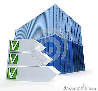 Cargo containers and successful checklist Stock Photo