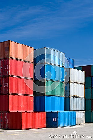 Cargo containers at terminal Stock Photo