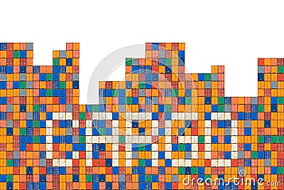 Cargo containers with white containers showing the word Cargo Stock Photo