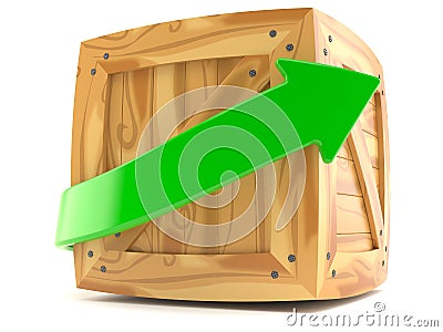 Cargo crate with green arrow Cartoon Illustration