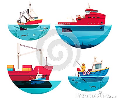 Ships Icons Set Vector Illustration