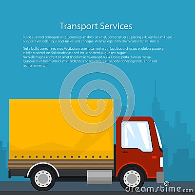 Cargo Delivery Truck, Poster Design Vector Illustration