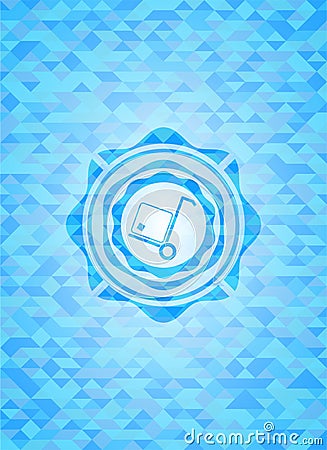 Cargo icon inside light blue emblem with mosaic background Vector Illustration