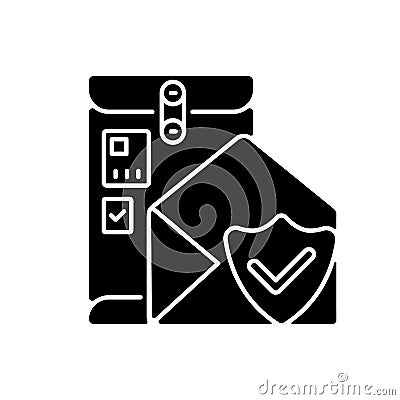 Cargo insurance black glyph icon Vector Illustration