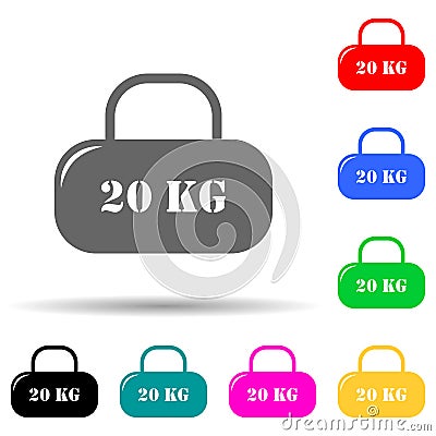 Cargo of 20 kilograms multi color style icon. Simple glyph, flat vector of measuring elements icons for ui and ux Vector Illustration