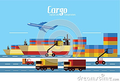 Cargo, Logistics and transportation. Vector Illustration