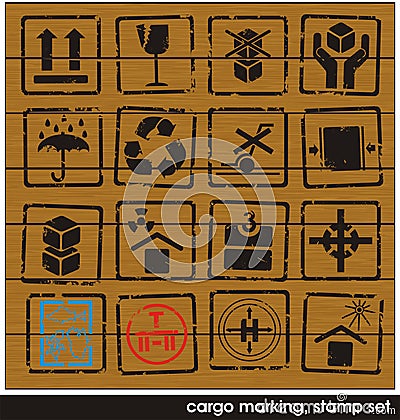 Cargo marking stamp set Vector Illustration