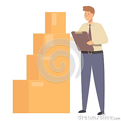 Cargo parcel service icon cartoon vector. Laborer cargo trolley Vector Illustration