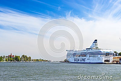 Cargo-passenger cruise ferry Silja Line in Helsinki Editorial Stock Photo