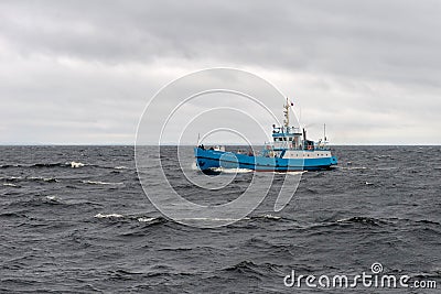 Cargo-passenger ship Sainted Nikolai with cargo and tourists on the Ladoga Lake, Editorial Stock Photo