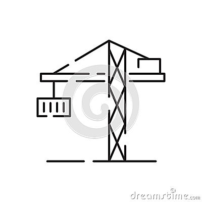 Cargo port line icon air, sea, rail freight terminal, storage. Delivery container shipping Vector Illustration