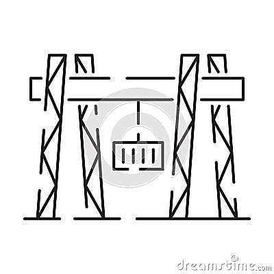 Cargo port line icon air, sea, rail freight terminal, storage. Delivery container shipping Vector Illustration