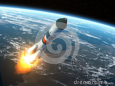 Cargo Rocket Takes Off Stock Photo