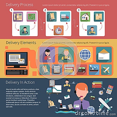 Cargo service worldwide logistics horizontal Vector Illustration