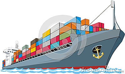 Cargo ship Vector Illustration