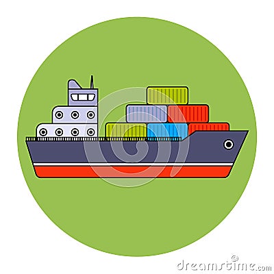 a cargo ship carries containers to the port. Vector Illustration