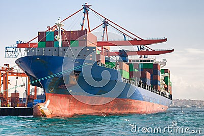 Cargo ship with containers Stock Photo