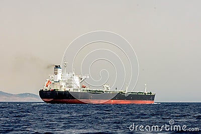 Cargo ship crossing the Strait of Gibraltar Stock Photo