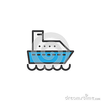 Cargo ship filled outline icon Vector Illustration