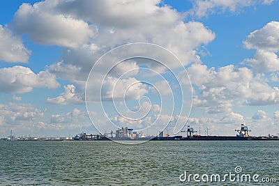 Cargo ship in harbor Dutch Hoek van Holland Stock Photo