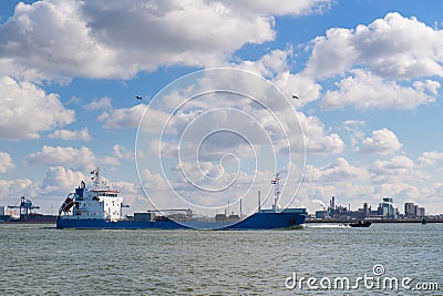 Cargo ship in harbor Dutch Hoek van Holland Stock Photo