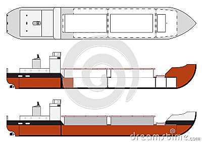 Cargo ship with hold details Vector Illustration