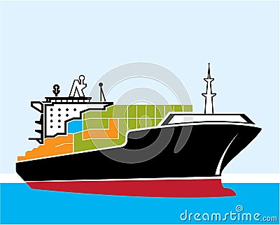 Cargo Ship Vector Illustration