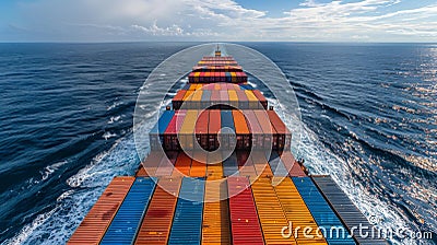 Cargo ship laden with colorful containers AI Generated Stock Photo