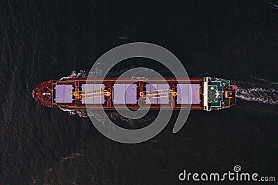 Cargo ship leaving the port, northern Poland. Stock Photo