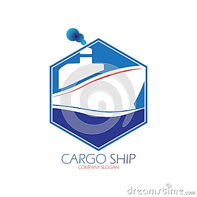 Cargo ship logo design Vector Illustration