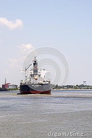 Cargo ship,Mississippi river Editorial Stock Photo
