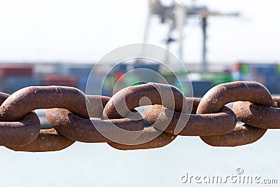 Cargo ship mooring chain. Commercial shipping by sea Stock Photo