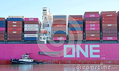 Cargo Ship ONE EAGLE departing the Port of Oakland Editorial Stock Photo