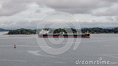 Cago Ship in the Panama Canal Editorial Stock Photo