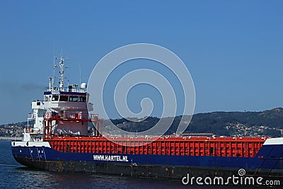 Cargo ship in Vigo Ria Editorial Stock Photo