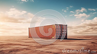 Cargo shipping container working at sea port logistic busi. AI Generative Stock Photo