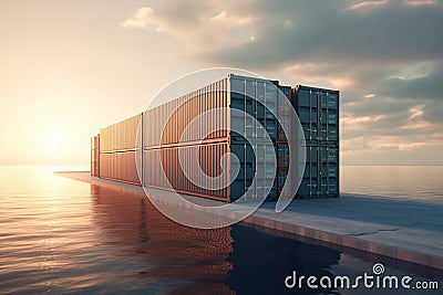 cargo shipping container working at sea port logistic busi. AI Generative Stock Photo