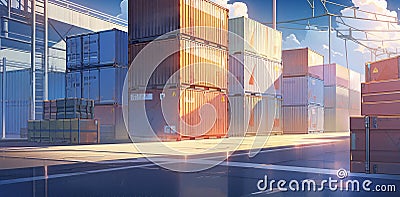 cargo shipping container working at sea port logistic busi. AI Generative Stock Photo