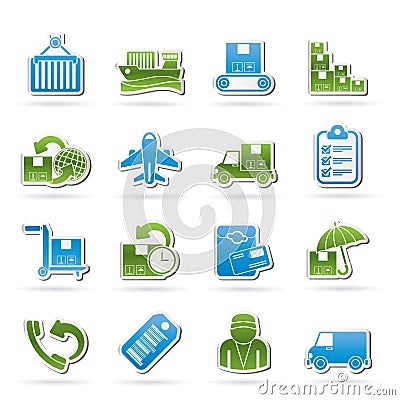 Cargo, shipping and delivery icons Vector Illustration