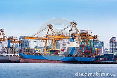 Cargo shipping and terminal unloading container, Loading dock, S Stock Photo