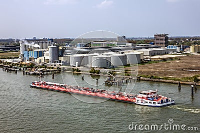 Cargo tanker vessel in sea port Rotterdam, Netherlands Editorial Stock Photo