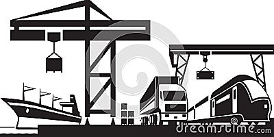 Cargo terminal scene Vector Illustration