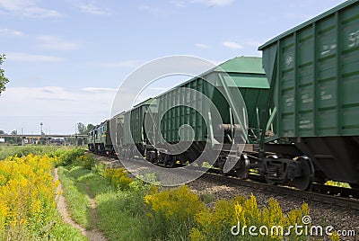 Cargo train from cars. Stock Photo