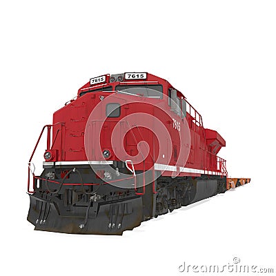 Cargo train on white. 3D illustration Cartoon Illustration