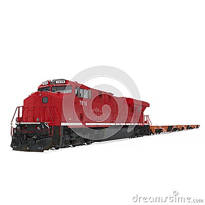 Cargo train on white. 3D illustration Cartoon Illustration