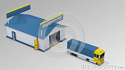 Cargo Transportation - Truck in the warehouse Stock Photo