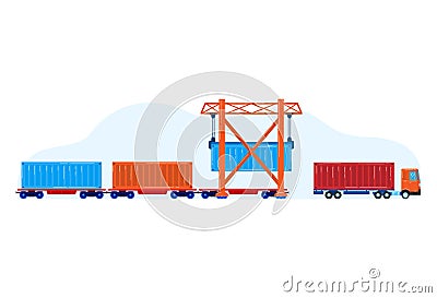 Cargo truck container for huge transport, vector illustration. Delivery transportation box, freight business logistic at Vector Illustration