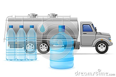 cargo truck delivery and transportation of purified drinking water concept vector illustration Vector Illustration